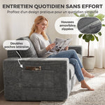 Canapé 2 Places en Chenille, Canapé de Salon 156 cm, Assise et Accoudoirs Larges Rembourrées, 2 Oreillers, Gris