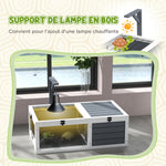Maison enclos cage pour petit animal tortue avec 2 espaces support de lampe 81 x 48 x 31,5 cm gris
