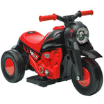 Elektro-Motorrad für Kinder 2-5 Jahre, 3 Räder, 6 V, 3 km/h, mit Seifenblasenfunktion, Licht- und Soundeffekten, rot