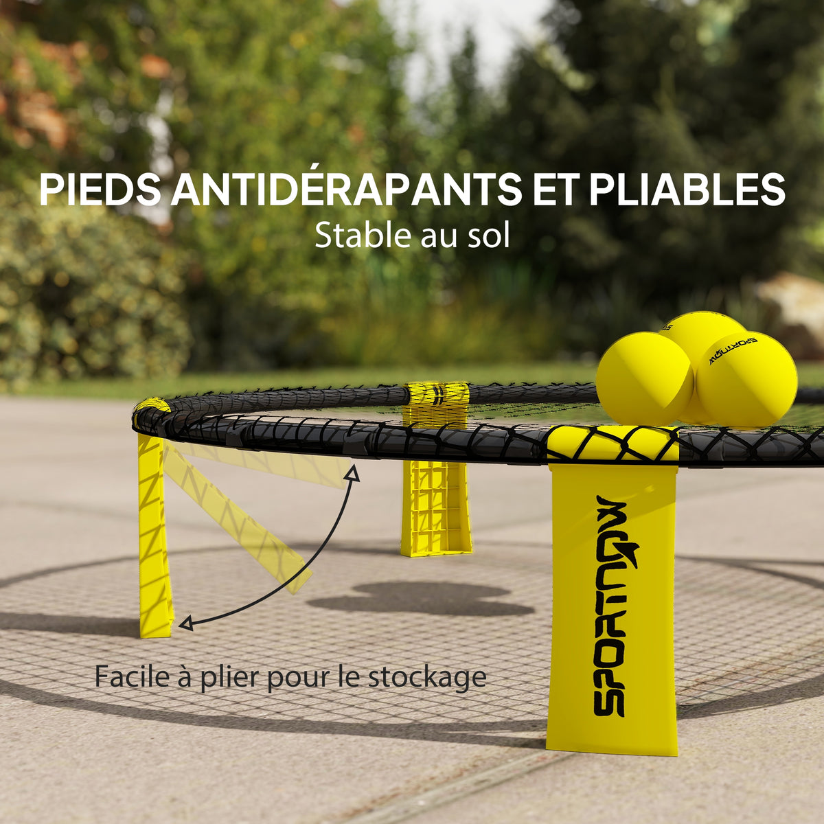 Set gioco di mini-pallavolo all'aperto con rete, 3 palloni e pompa, portatile con borsa per il trasporto gialla