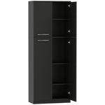 Hoher Küchenschrank, Küchenschrank mit 2 Türen und verstellbaren Einlegeböden, moderner Stil, 59 x 31 x 155 cm, Schwarz