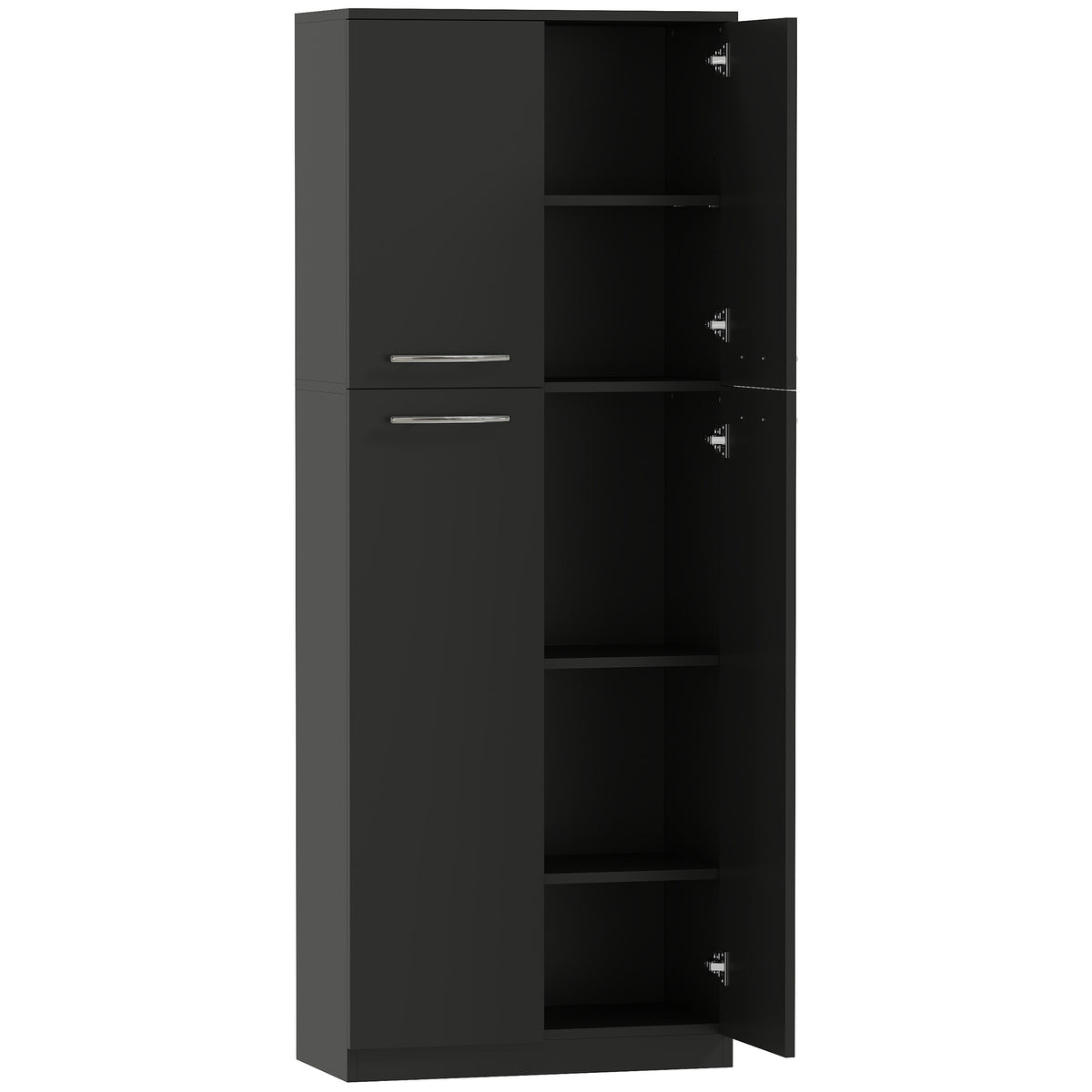 Hoher Küchenschrank, Küchenschrank mit 2 Türen und verstellbaren Einlegeböden, moderner Stil, 59 x 31 x 155 cm, Schwarz