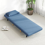 3-in-1 slaapfauteuil, eenpersoons slaapstoel met 5-standen rugleuning, van stof, inclusief kussen, blauw