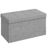 Banc de rangement pouf de rangement pliable bout de lit repose-pieds avec couvercle 76L x 38l x 38H cm gris clair