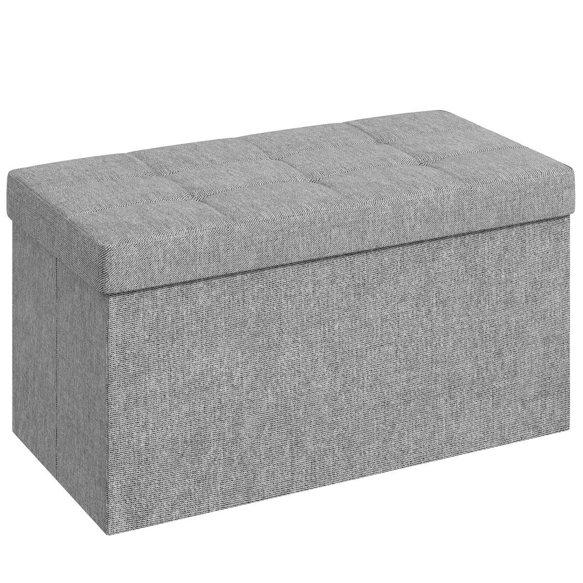 Banc de rangement pouf de rangement pliable bout de lit repose-pieds avec couvercle 76L x 38l x 38H cm gris clair