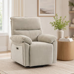Fauteuil Releveur Électrique Massage et Chaleur Fauteuil Relax Électrique Chenille Ports USB Dossier Inclinable Crème