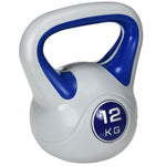 Kettlebell 12 kg, haltère avec poignée ergonomique, haltère à boule, musculation, entraînement, 24 x 17 x 28 cm, bleu