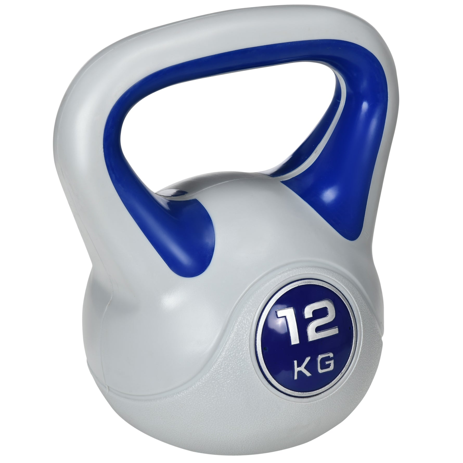Kettlebell 12 kg, haltère avec poignée ergonomique, haltère à boule, musculation, entraînement, 24 x 17 x 28 cm, bleu