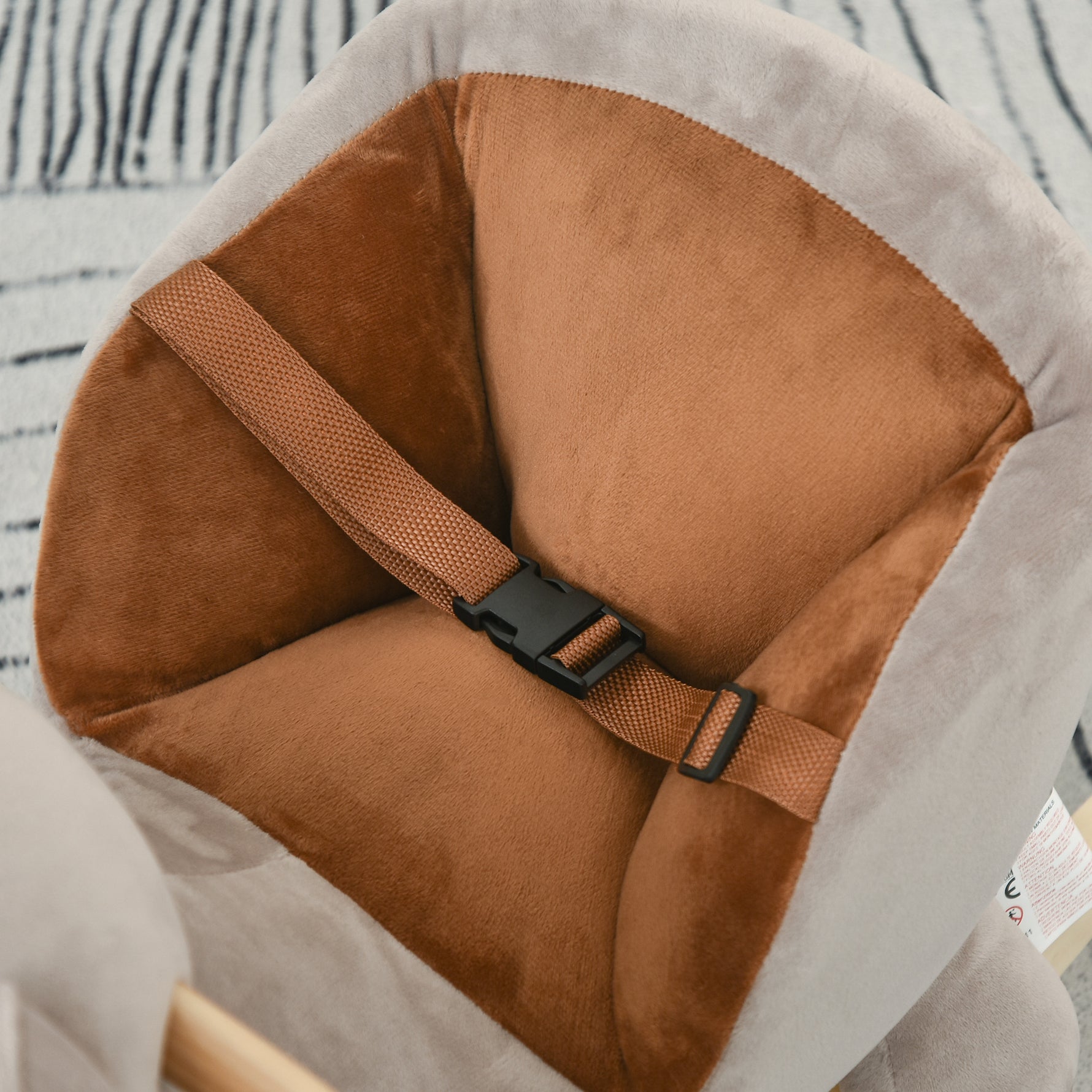 Cheval à Bascule Jouet à Bascule Ourson pour Enfants de 18-36 Mois Fauteuil intégré Ceinture de sécurité Fonction sonore grognement Gris Marron