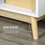 Buffet Salon, Meuble de Rangement 9 Cubes avec 3 Portes et 3 Compartiments Ouverts, Pieds en Bois de Pin, Style Moderne, Buffet Salle à Manger, Cuisine, 96x30x75cm, Blanc et Naturel