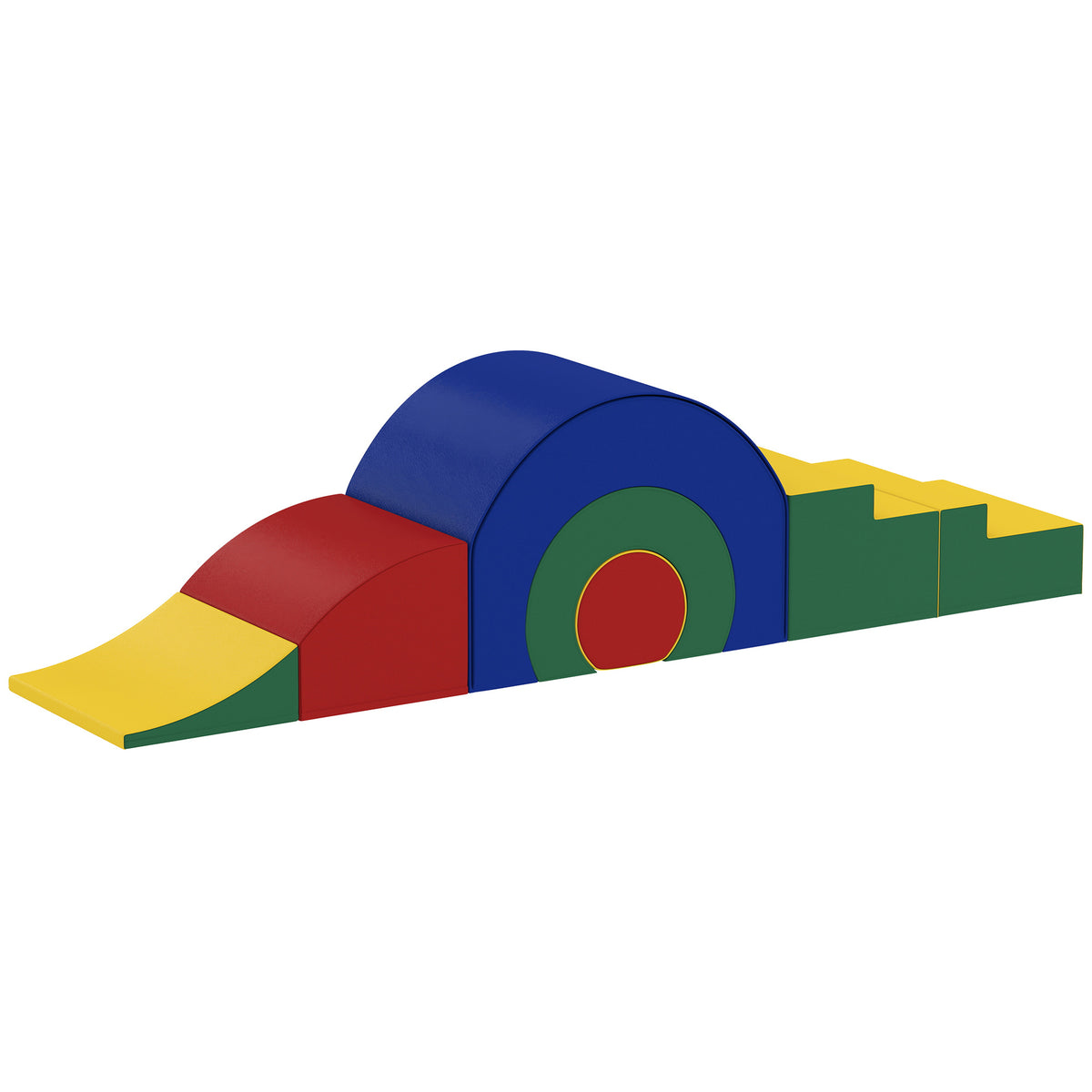 Motoriekparcours voor kinderen modulaire klimspeelset 5 gigantische schuimrubberen blokken 181 x 39 x 44 cm meerkleurig