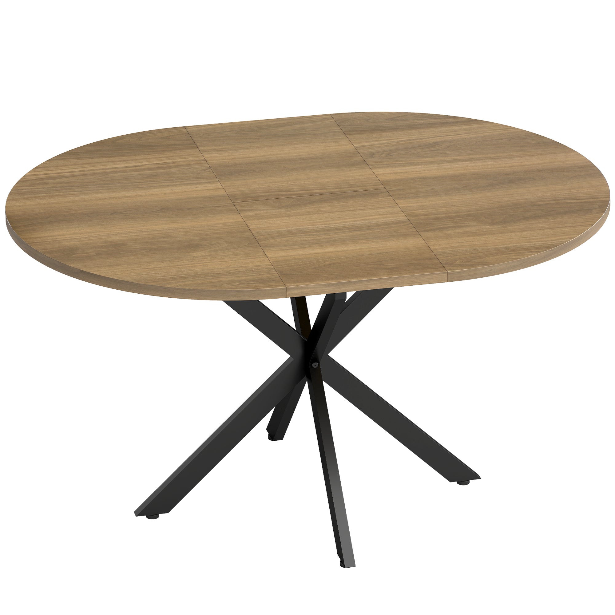 Ovaler ausziehbarer Esstisch für 4 bis 6 Personen, Küchentisch mit Verlängerung 100-135 cm, braune Holzoptik