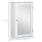 Badezimmer-Wandschrank mit Spiegel - Spiegelschrank - WC-Aufbewahrungsschrank - 1 Tür, 2 Ablagen - Glas MDF Weiß