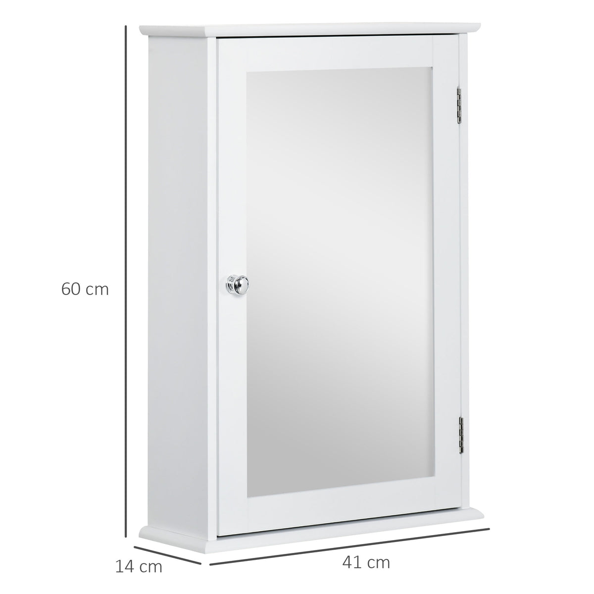 Badezimmer-Wandschrank mit Spiegel - Spiegelschrank - WC-Aufbewahrungsschrank - 1 Tür, 2 Ablagen - Glas MDF Weiß