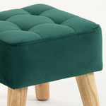 Fußhocker für das Wohnzimmer, Hocker, gepolzter Stoffsitz mit Holzbeinen, 27 x 27 x 26 cm, Dunkelgrün