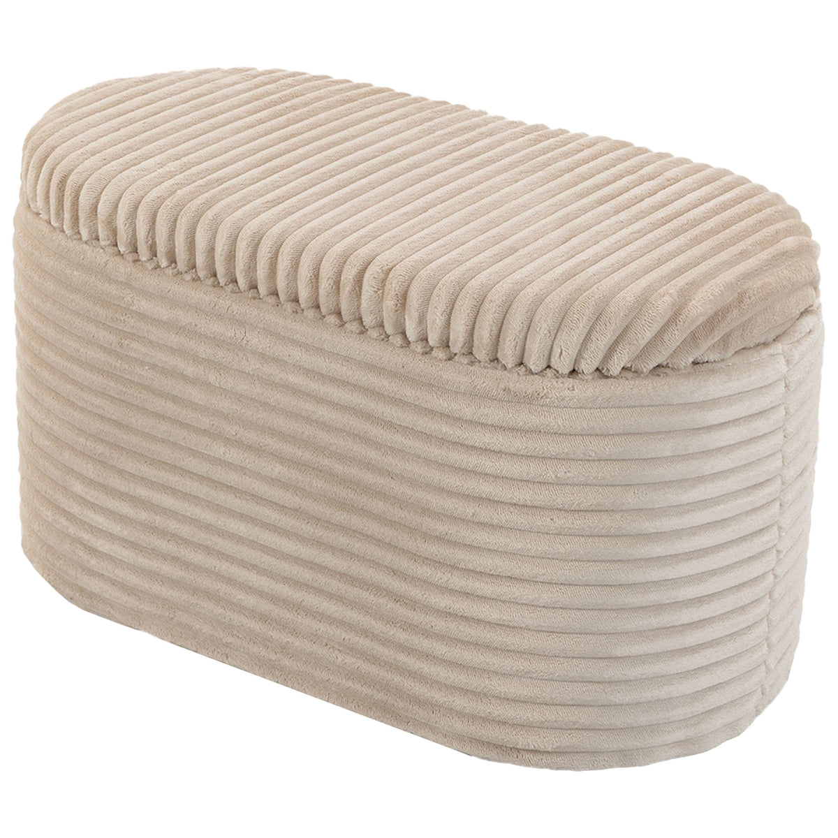 Fluwelen opbergbank, 3-in-1 poef met opbergruimte en 2 geïntegreerde krukjes, 82x43x44cm, beige