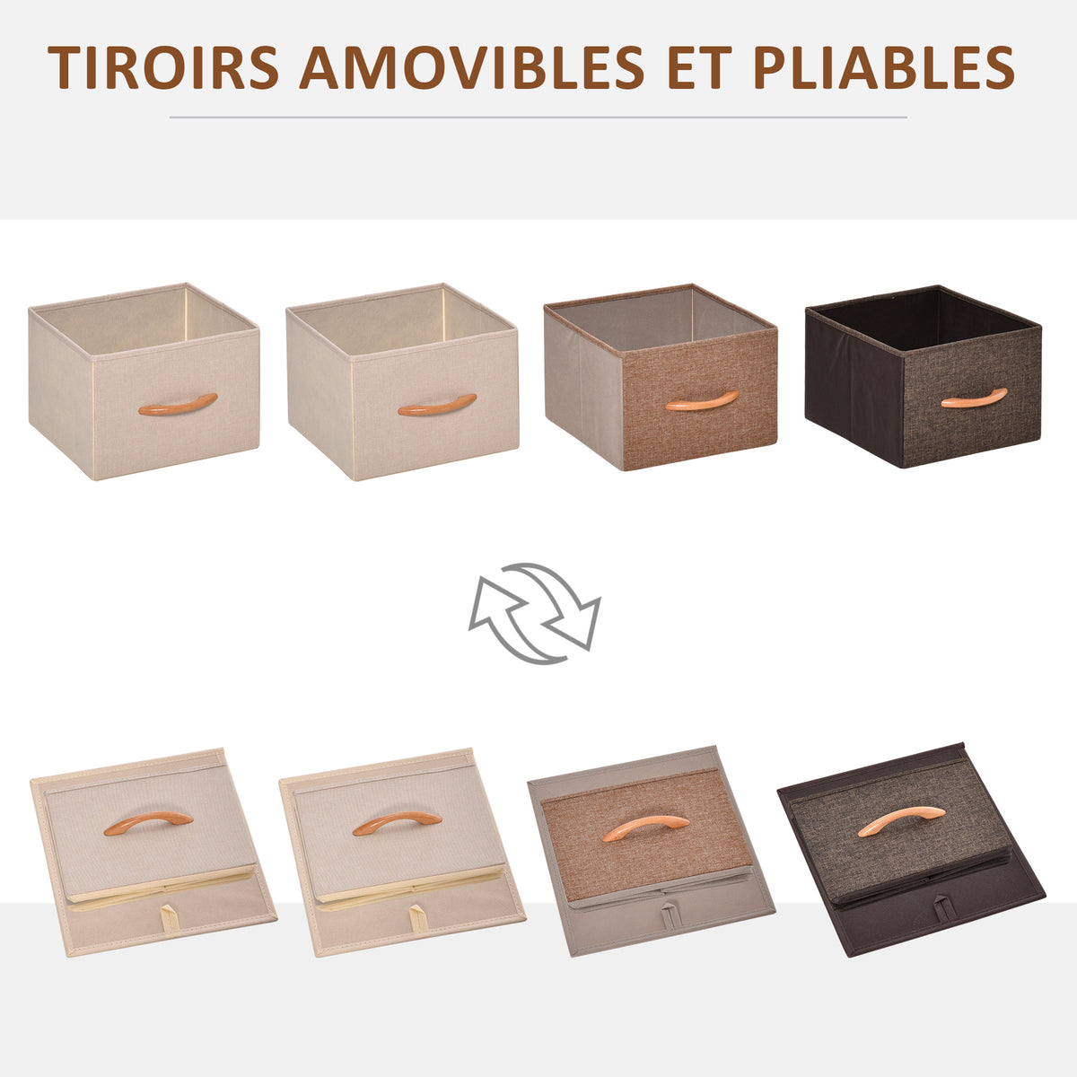 Commode chiffonnier 5 tiroirs meuble de rangement tiroir en tissu pliant - structure acier noir - 45 x 30 x 116 cm