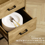 Buffet, meuble de rangement avec 2 tiroirs, compartiment ouvert et étagère réglable, 80l x 40P x 78H cm, naturel