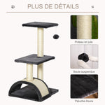 Arbre à chat arbre à grimper griffoir pour chat hauteur 72 cm balle suspendue gris foncé