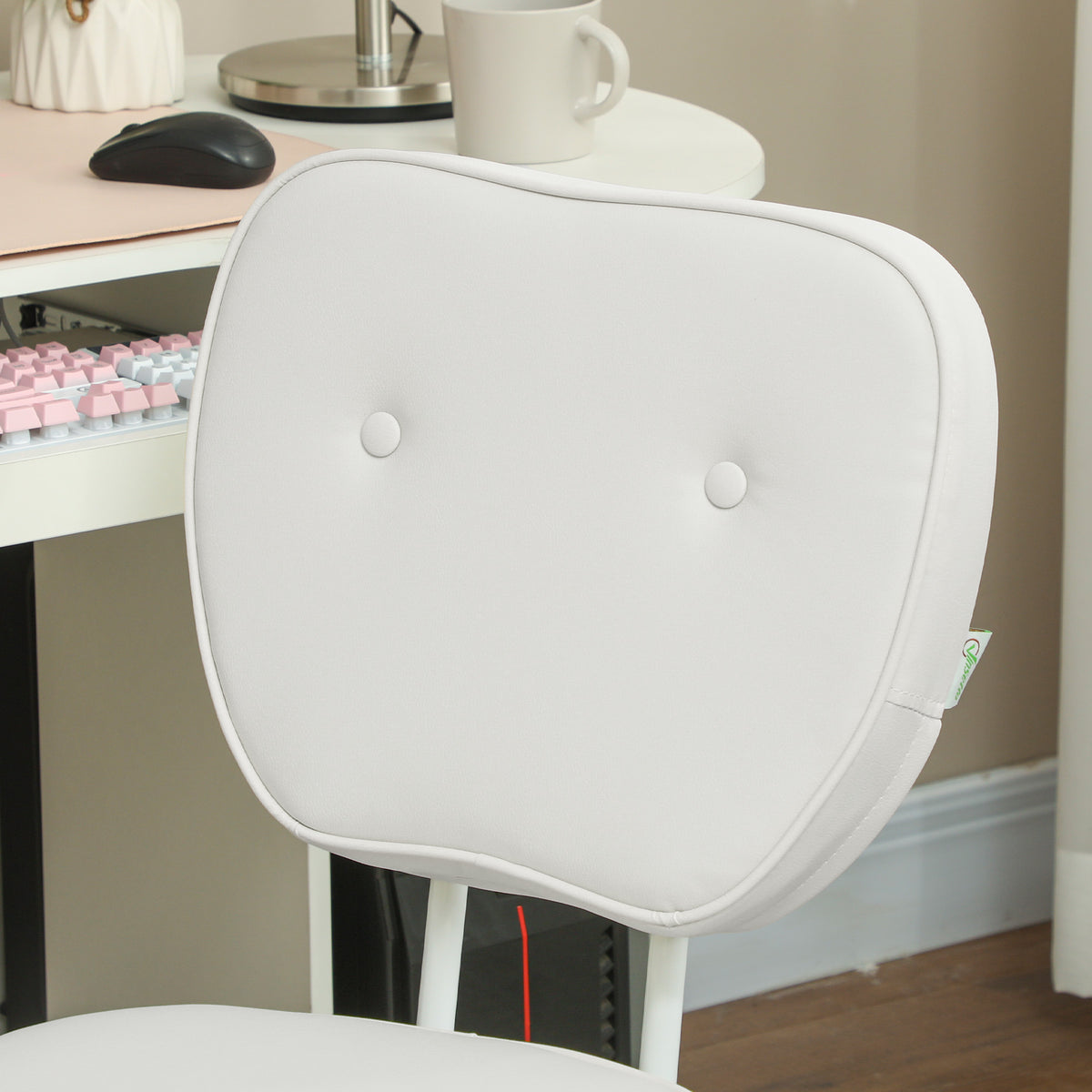 Chaise de bureau sans accoudoirs, fauteuil de bureau, hauteur réglable, pivotant 360°, 46 x 59 x 82-92 cm, blanc