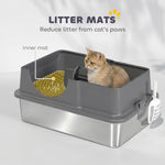 Maison de Toilette pour Chat avec Couvercle Amovible et Fermé, Côtés Hauts, 60,5x40,5x45cm, Gris Foncé