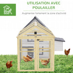 Enclos poulailler en bois cage à poules parc grillagé 140 x 88,5 x 106 cm naturel