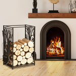 Porte bûches - Range bûches Serviteur de cheminée Arbre - Multi Accessoires étagère 46L x 29l x 70H cm Acier Noir-1