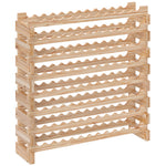 Casier à bouteilles pour 96 bouteilles, étagère à vin avec 8 niveaux modulable, 114×28×113,5cm, bois naturel
