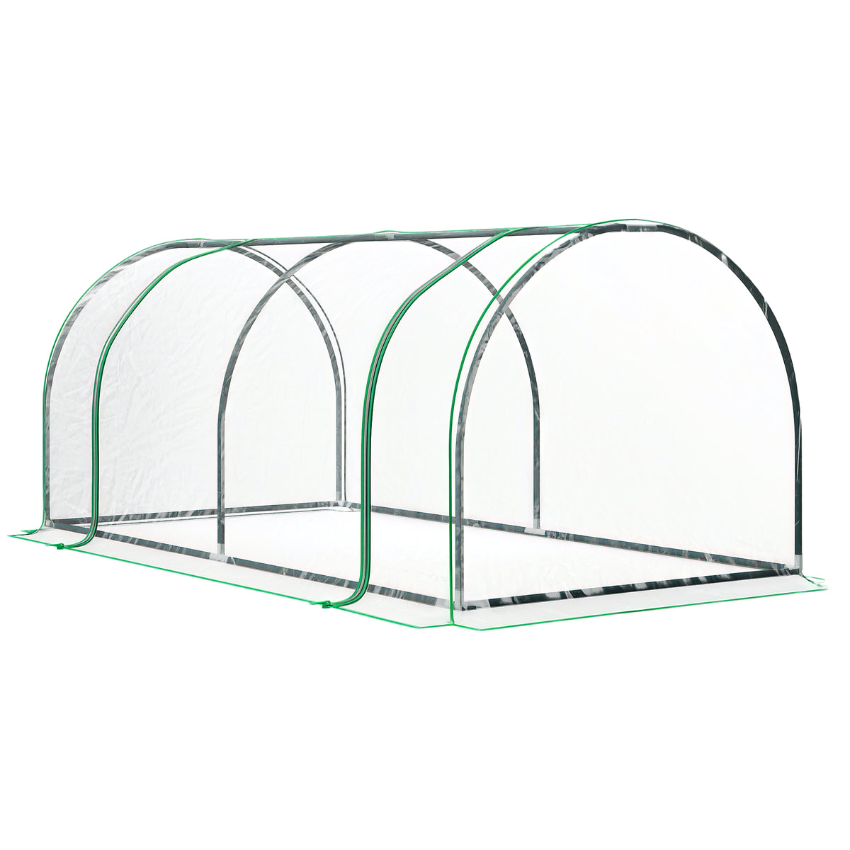 Serre de Jardin Tunnel mini serre tunnel serre à tomates 2L x 1l x 0,8H m Grande Porte zippée bâche Plastique Transparent métal époxy Vert