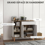 Meuble de rangement buffet cuisine 1 tiroir 1 placard double porte 3 étagères réglables 95 x 35 x 85 cm blanc