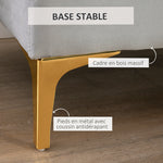 Banc banquette capitonnée bout de lit style classique chic dim. 118L x 45l x 42H cm piètement métal doré velours gris clair