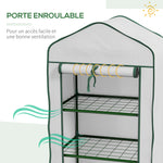 Serre de Jardin étagère 3 Niveaux dim. 59L x 39l x 127H cm métal thermolaqué Vert PE Haute densité 140g/m² Blanc