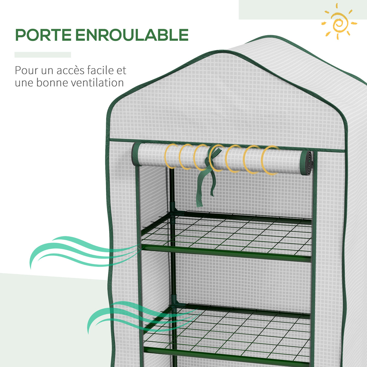 Serre de Jardin étagère 3 Niveaux dim. 59L x 39l x 127H cm métal thermolaqué Vert PE Haute densité 140g/m² Blanc