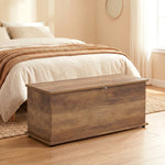 Coffre de rangement, banc de rangement avec couvercle rabattable et charnières de sécurité, 100 x 40 x 40 cm, marron