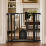 Cancelletto di sicurezza per animali con porta a chiusura automatica e sistema di doppia chiusura, acciaio nero