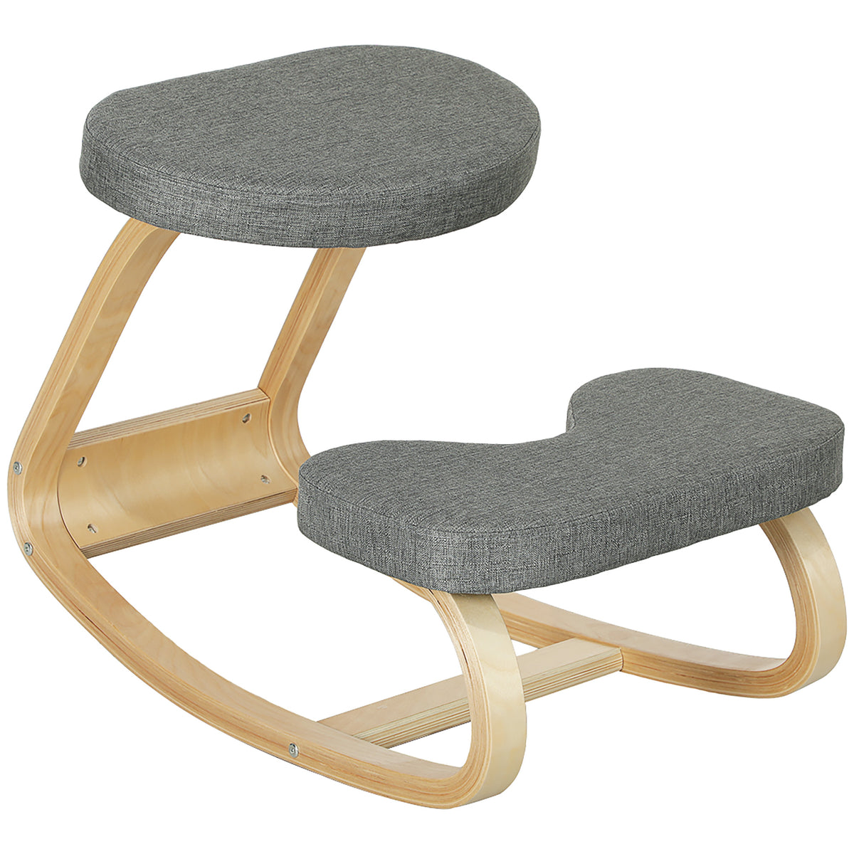 Belauneko aulkia, egurrezko aulki ergonomiko kulunkaria, etxeko bulegorako belauneko aulkia, grisa