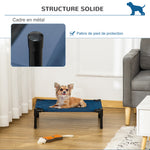 Lit surélevé pour chiens chats animaux de compagnie tissu oxford textilène micro-perforé 61 x 46 x 18 cm bleu et noir