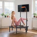 Fitness-Trampolin mit verstellbarem Haltegriff, klappbar, 6 Beine, 28 Federn, Ø 102 cm, schwarz-orange