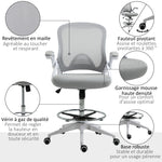 Fauteuil de bureau chaise de bureau assise debout hauteur réglable repose-pieds gris et blanc
