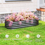 Jardinière surélevée carré potager de jardin en acier modulable légumes, plantes, fleurs, dim. 150 x 62 x 30 cm gris