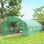 Serre de jardin tunnel grande taille avec bâche PE cadre en acier porte enroulable et 12 fenêtres 8 x 3 x 2 m vert