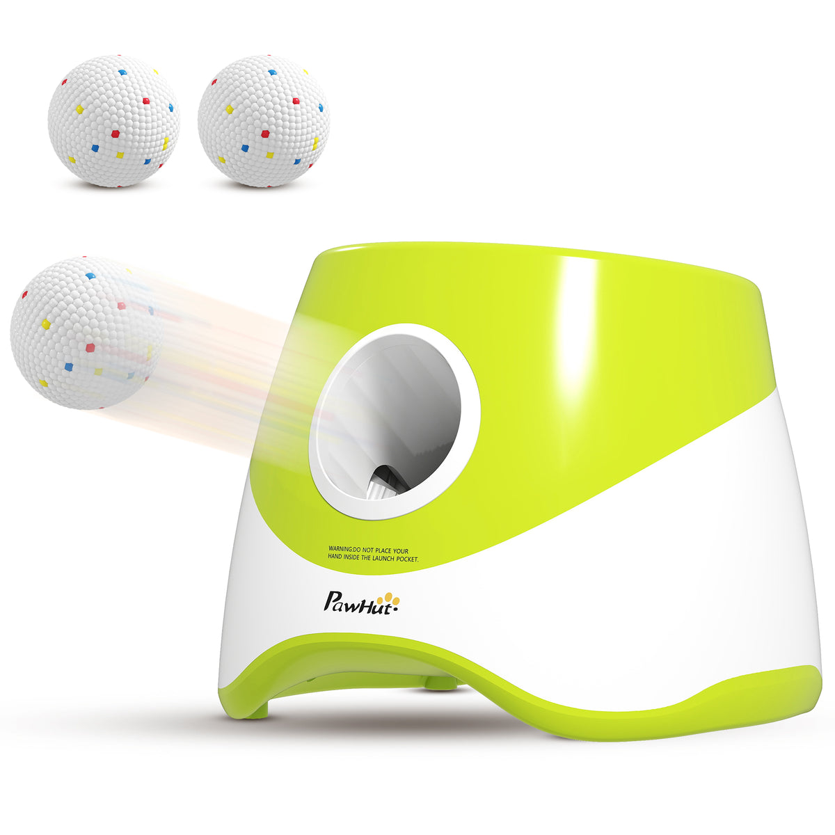 Lanceur de Balles Automatique avec 3 Balles en ETPU, 3 Réglages de Distance 6m/10m/14m, Intérieur et Extérieur, Vert