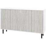 Aparador de cocina mueble de almacenaje 2 armarios con estantes ajustables, 121 x 37 x 75 cm, blanco y aspecto de madera gris