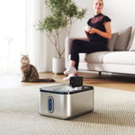 Fontaine à eau pour chat automatique en inox 5L, silencieuse, distributeur eau chat 3-étapes filtre chargeur USB, argent