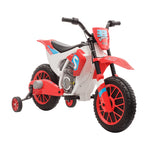 Moto Cross électrique Enfant 3 à 5 Ans 12 V 3-8 Km/h avec roulettes latérales Amovibles dim. 106,5L x 51,5l x 68H cm Rouge
