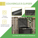 Tuincompostvat 300L compostbak voor de tuin van polypropyleen 48 ventilatieopeningen 60,5 x 60,5 x 81,5 cm zwart