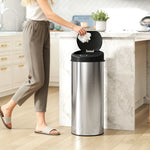 Poubelle de cuisine automatique 55 L en acier inoxydable, couvercle à fermeture en douceur, 32 x 30 x 78,5 cm, argent