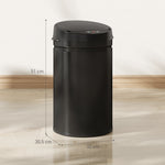 Poubelle cuisine automatique 30L acier inoxydable, poubelle à couvercle à fermeture en douceur, 32x30,5x51cm, noir