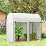 Serre de jardin 2 m² dim. 2L x 1l x 1,78H m 2 Portes zippées enroulables Acier PE Haute densité 140 g/m² Anti-UV blanc