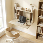 Bureau suspendu table murale table d'ordinateur murale et tablette rabattable avec rangements - 77 x 20 x 51 cm